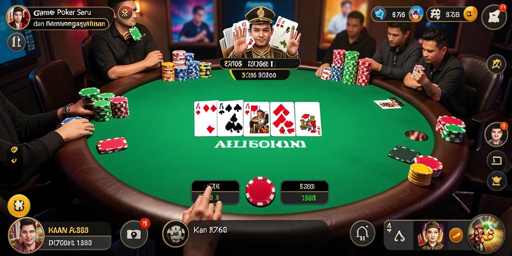 Screenshot gameplay 8768 menunjukkan suasana seru permainan poker.