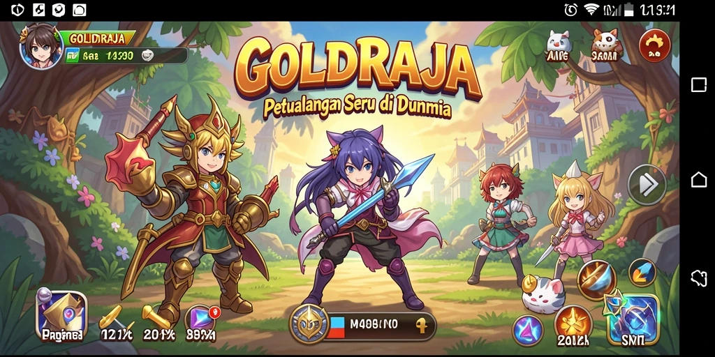Tampilan gameplay <strong>GOLDRAJA</strong> yang penuh aksi dan karakter Anime.