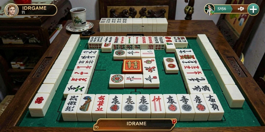 Tampilan gameplay Mahjong yang seru dan menarik di IDRGAME.