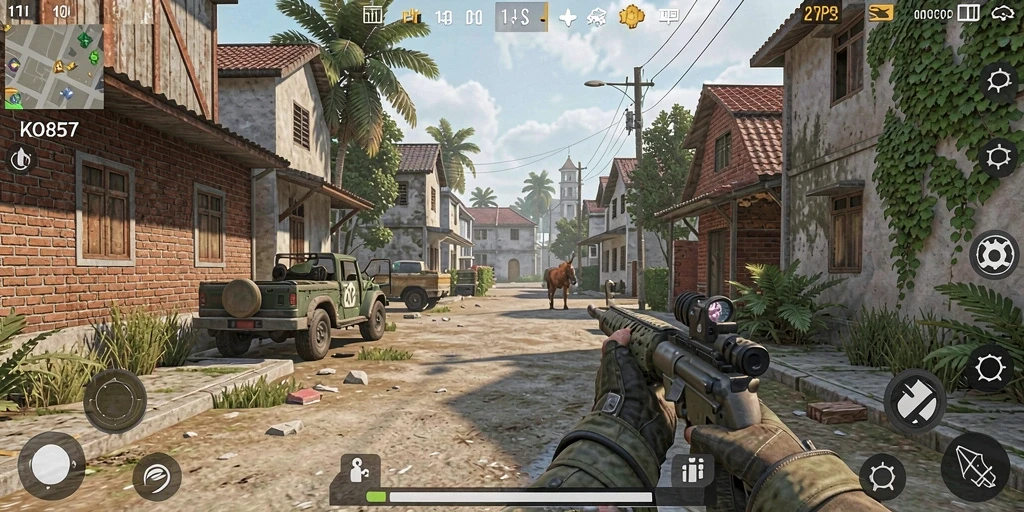 Tampilan gameplay menegangkan dari KO857 dengan aksi TPS intens.