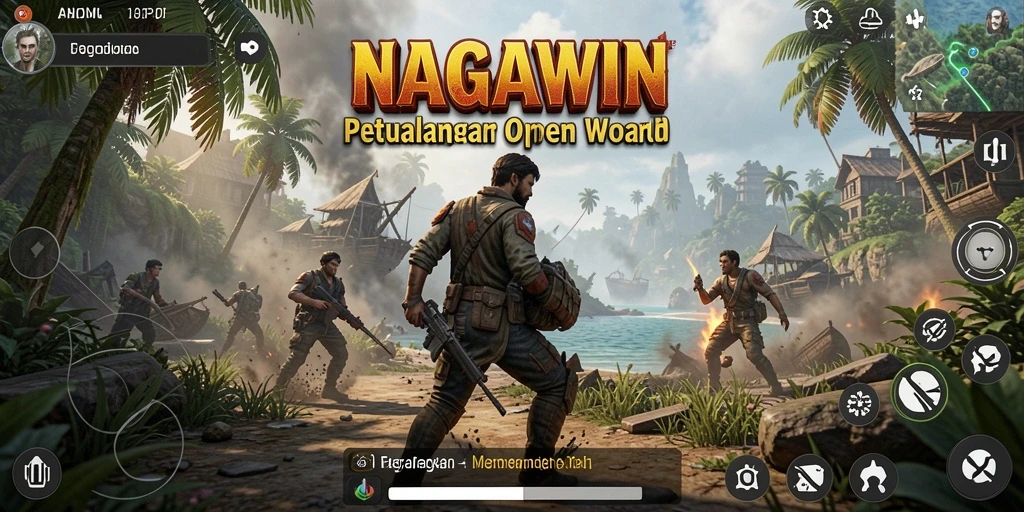 Gameplay seru dalam dunia Open World NAGAWIN.