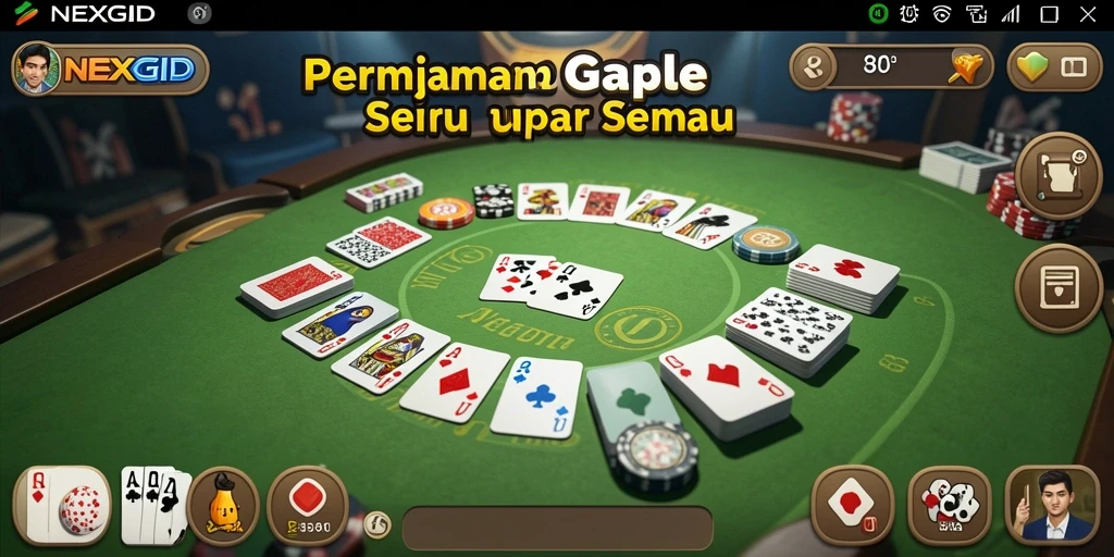 Tampilan seru gameplay NEXGID saat bermain Gaple dengan teman.