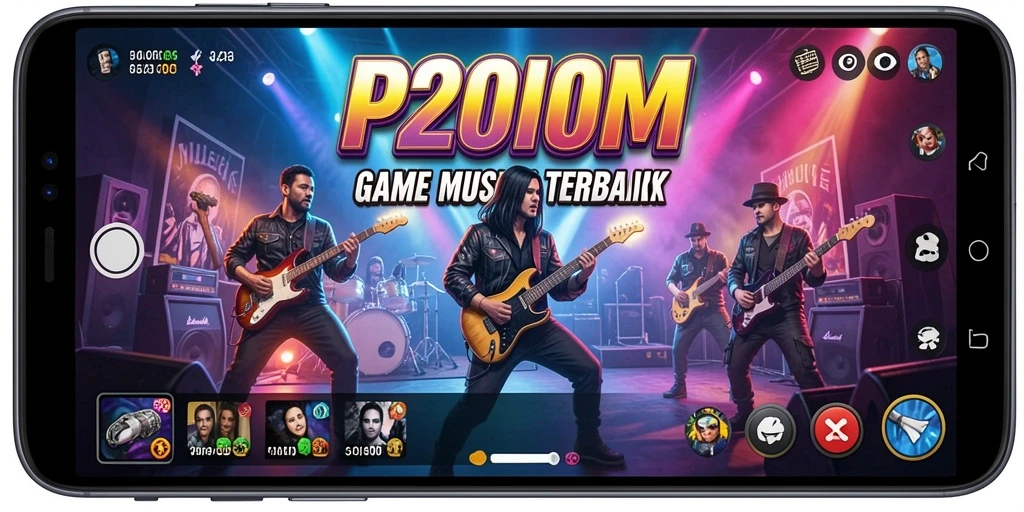 Tampilan gameplay P200M dengan berbagai lagu dan tantangan menarik.