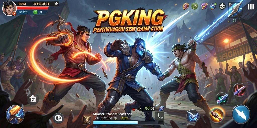 Screenshot PGKING menunjukkan aksi pertempuran yang intens dan dinamis.